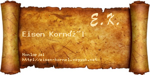 Eisen Kornél névjegykártya